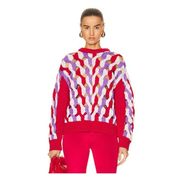 NEW Aknvas Hayley Open Work Braided Weave Woven Chunky Sweater Sz S - Picture 1 of 10